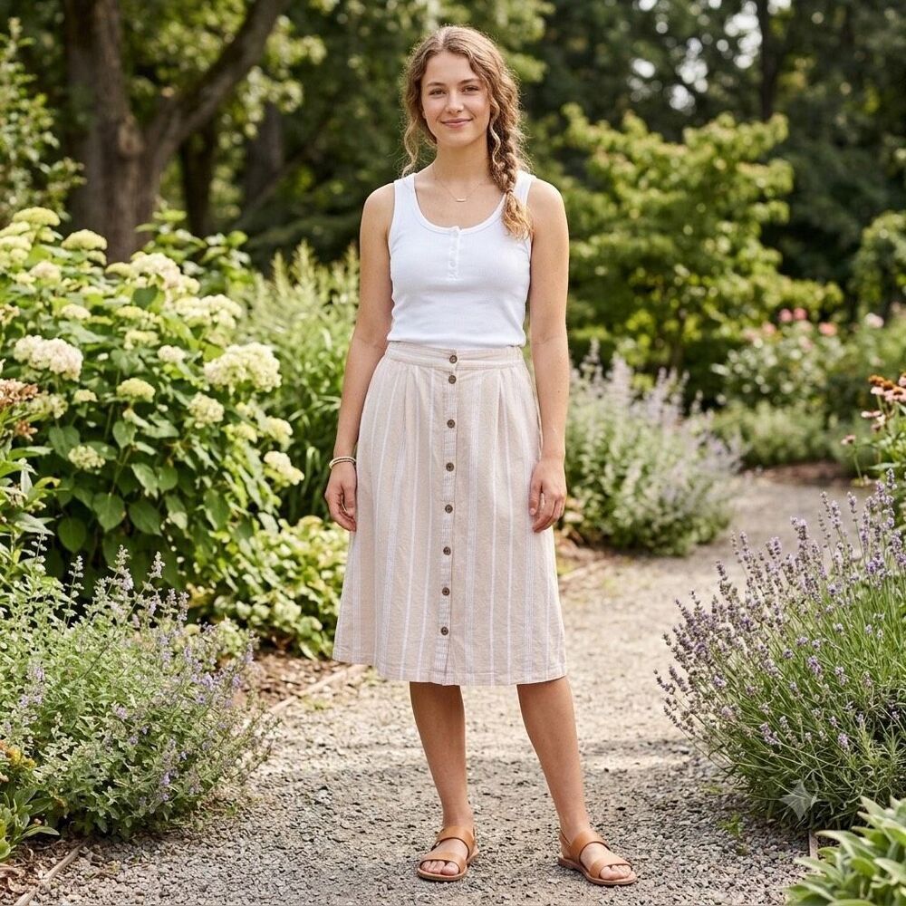 Morgan Taylor size L linen cotton blend skirt.